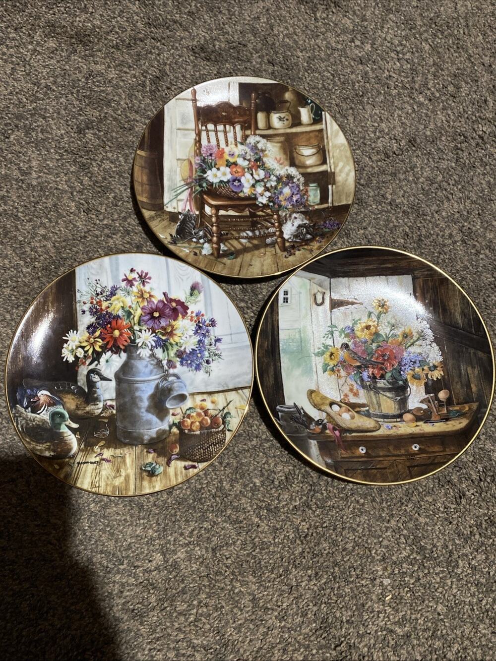 VINTAGE W.S George 1990-1991 Collector Plate Set of 3 Limited Edition Country
